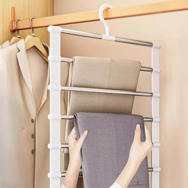 Percha Plegable Multicapa para Pantalones con Clips Antideslizantes