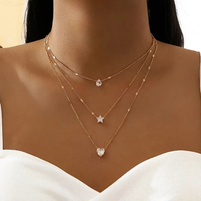 Collar Choker Multicapa con Dije de Circonia para Mujer