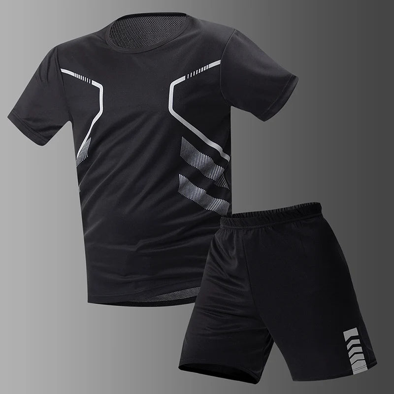 Conjunto deportivo de remera y short para hombre, secado rápido - talles grandes