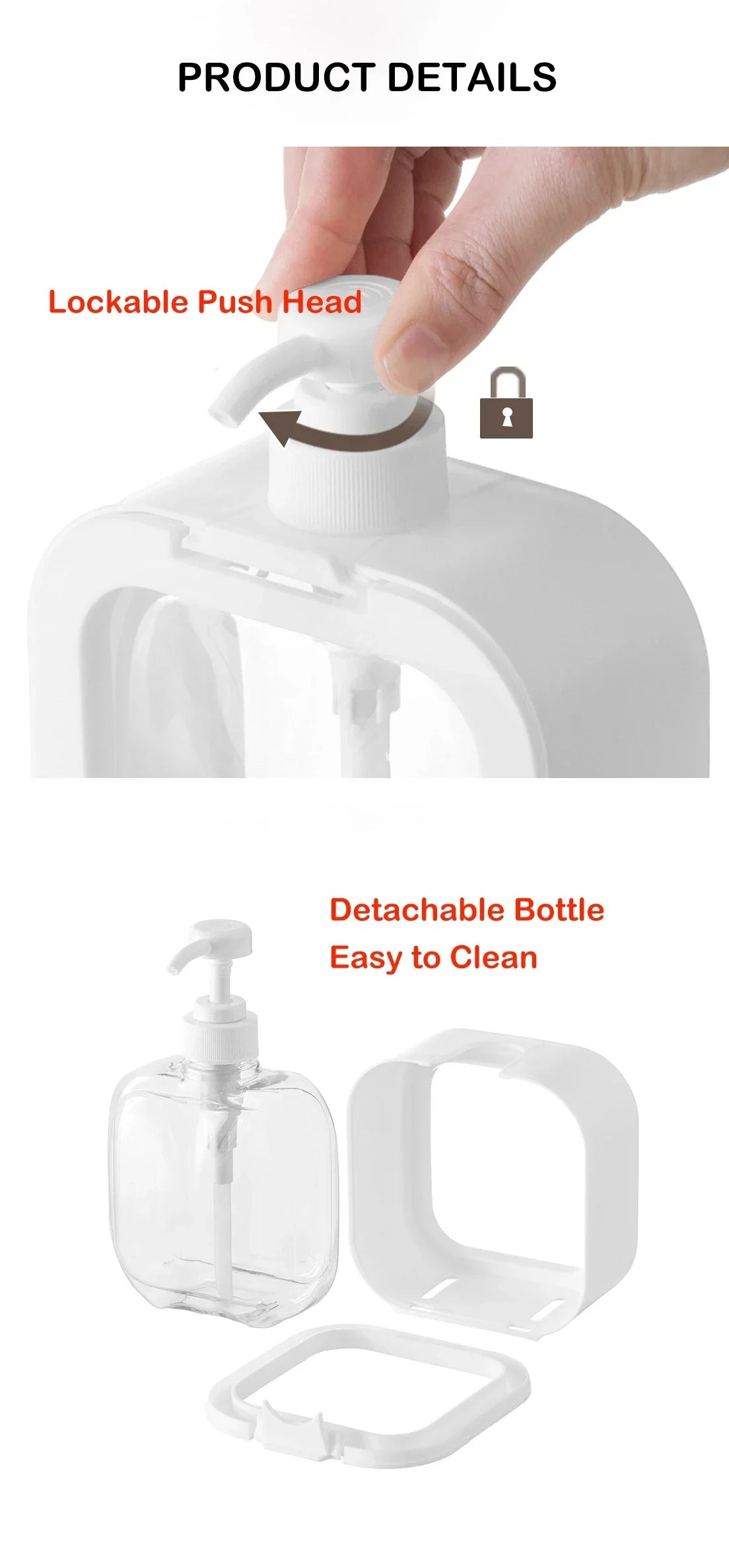 Dispensador de jabón líquido recargable con pico bombeador, 300/500 ml