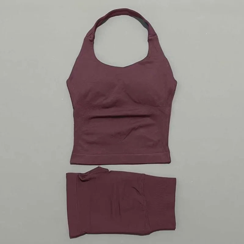 Conjunto Deportivo de 2 Piezas Top Halter y Short Modelador para Mujer
