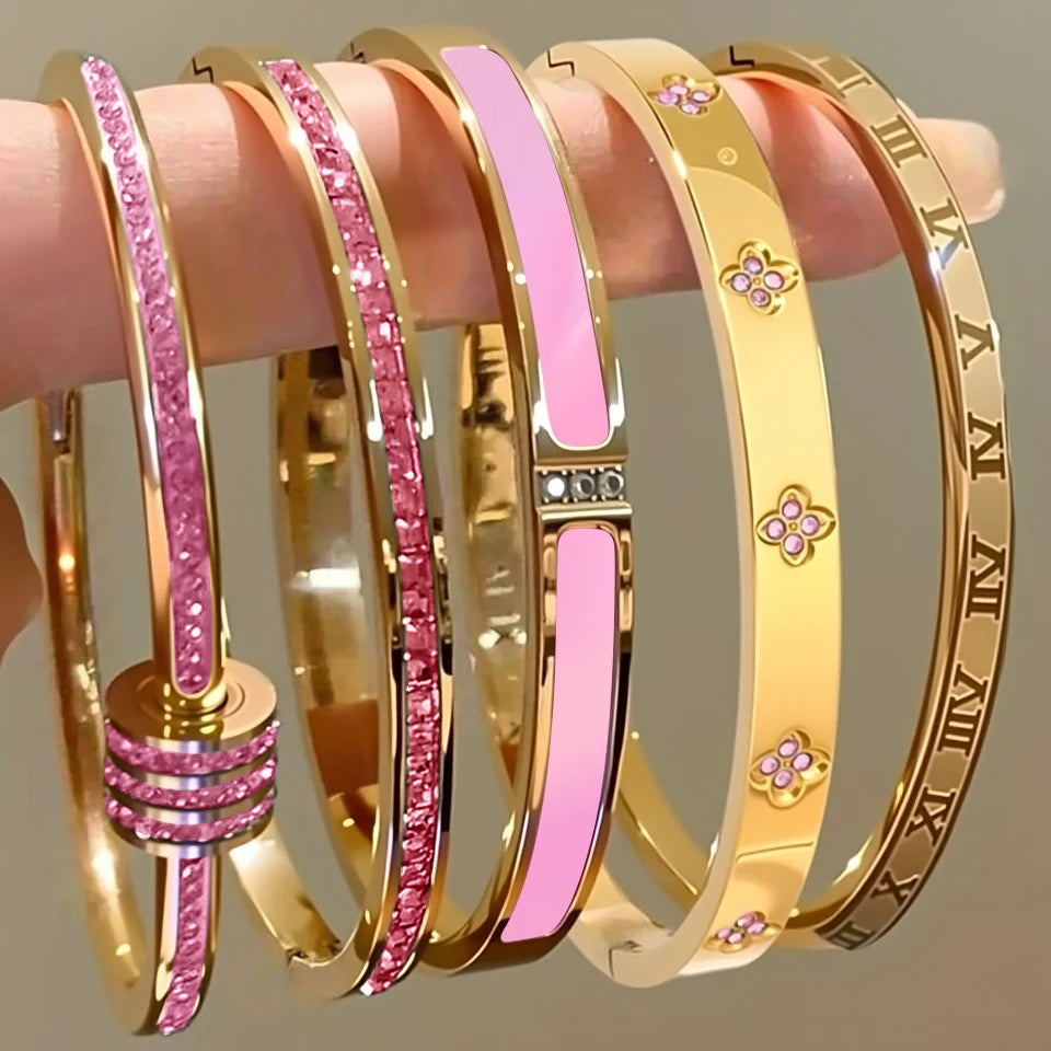 Set de Pulseras de Acero Inoxidable con Circonia para Mujer