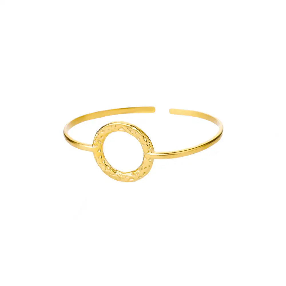 Pulsera Brazalete Abierta de Acero Inoxidable Dorado con Diseño Clásico