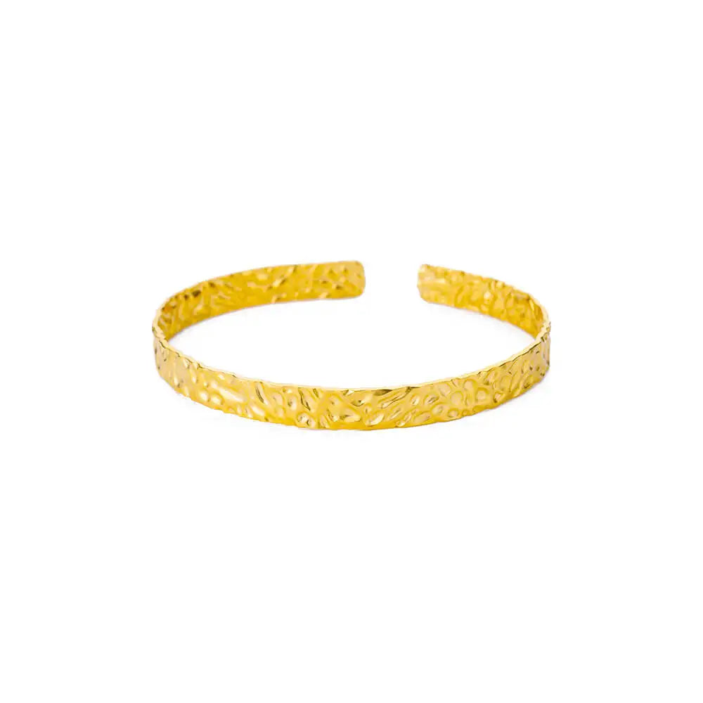 Pulsera Brazalete Abierta de Acero Inoxidable Dorado con Diseño Clásico