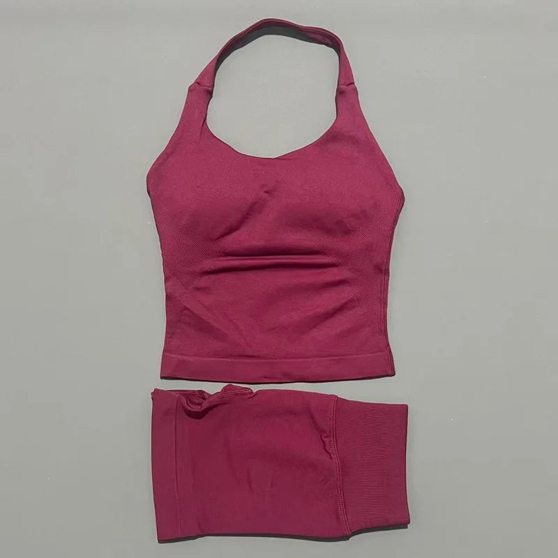 Conjunto Deportivo de 2 Piezas Top Halter y Short Modelador para Mujer