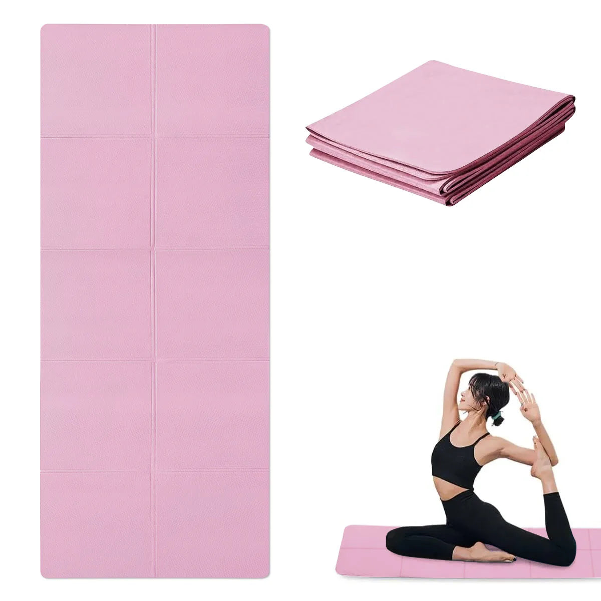 Mat de Yoga Plegable EVA Ecológico Rosa para Pilates y Fitness