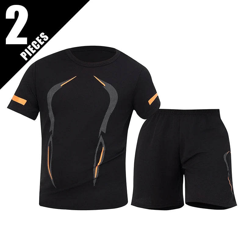 Conjunto deportivo de remera y short para hombre, secado rápido - talles grandes