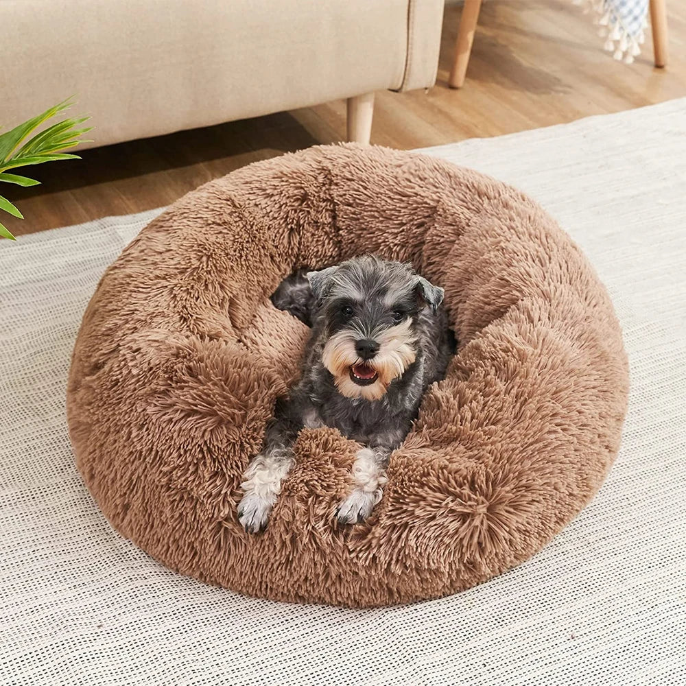 Cama Redonda de Peluche Suave para Perros y Gatos, 6 Tamaños
