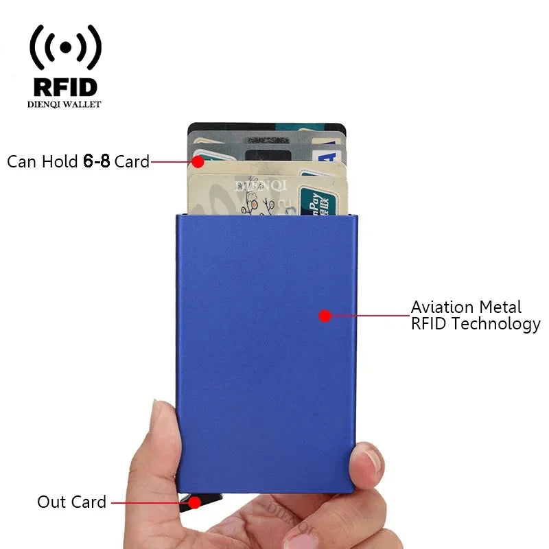 Tarjetero RFID de Metal Ultra Fino con Apertura Pop Up