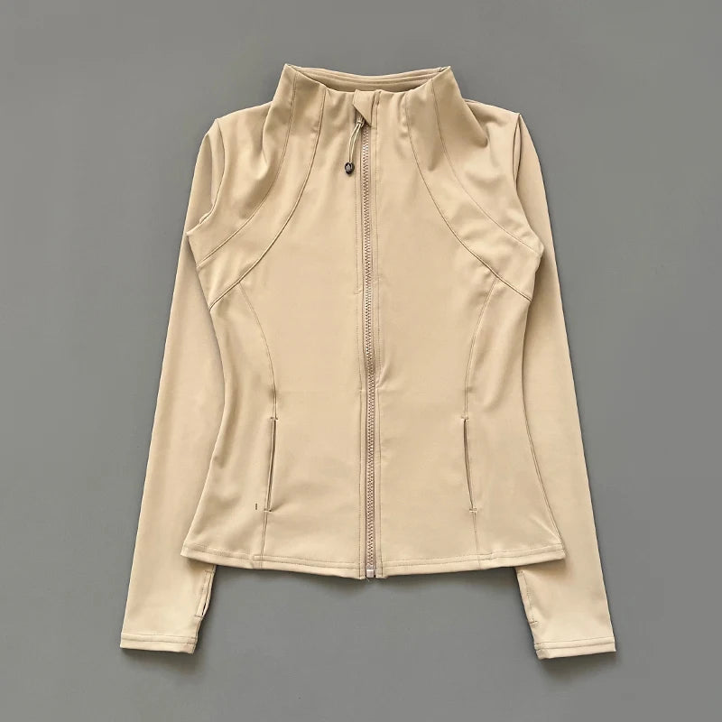 Campera Deportiva Mujer Cuello Alto Slim Fit Secado Rápido Manga Larga