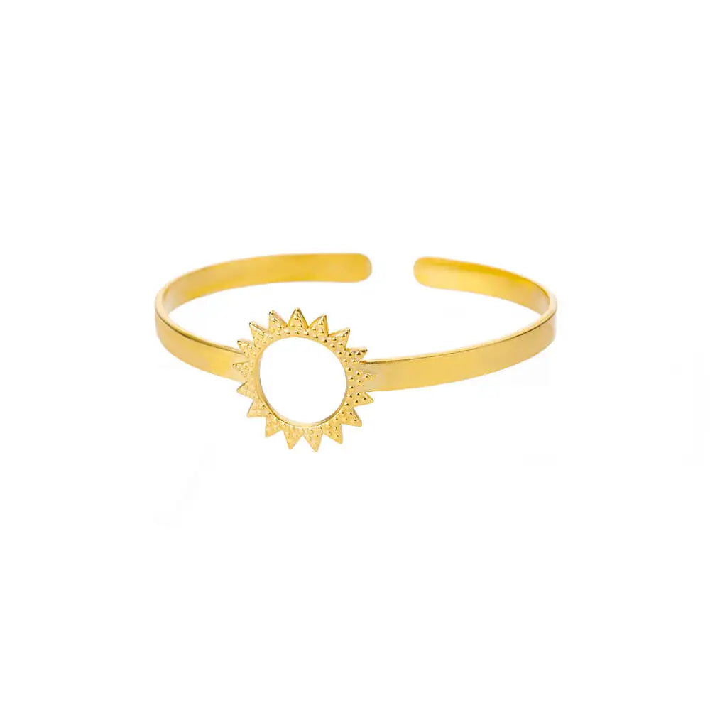 Pulsera Brazalete Abierta de Acero Inoxidable Dorado con Diseño Clásico