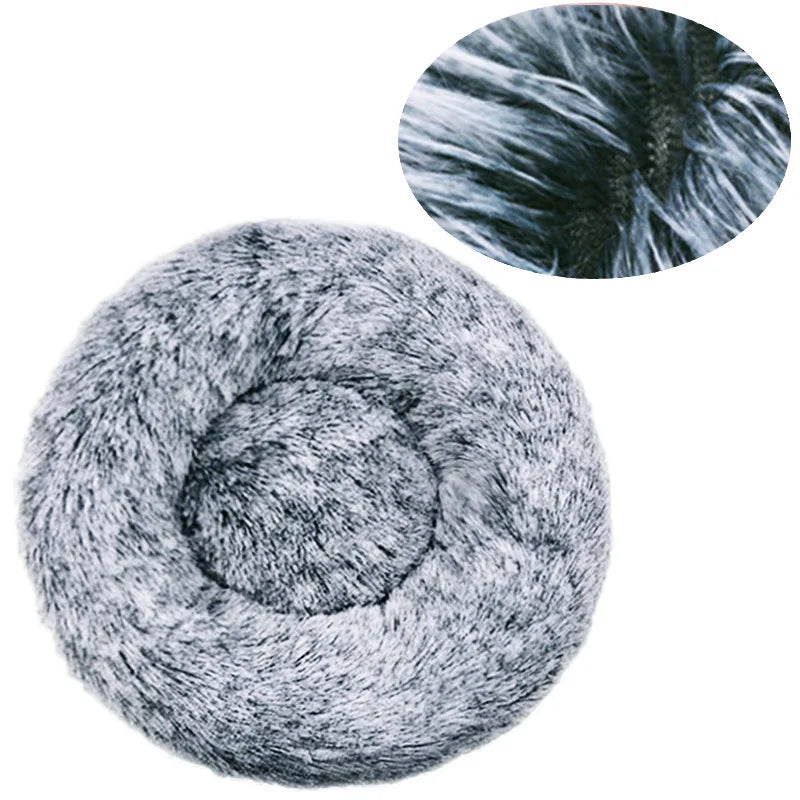 Cama Redonda de Peluche Suave para Perros y Gatos, 6 Tamaños