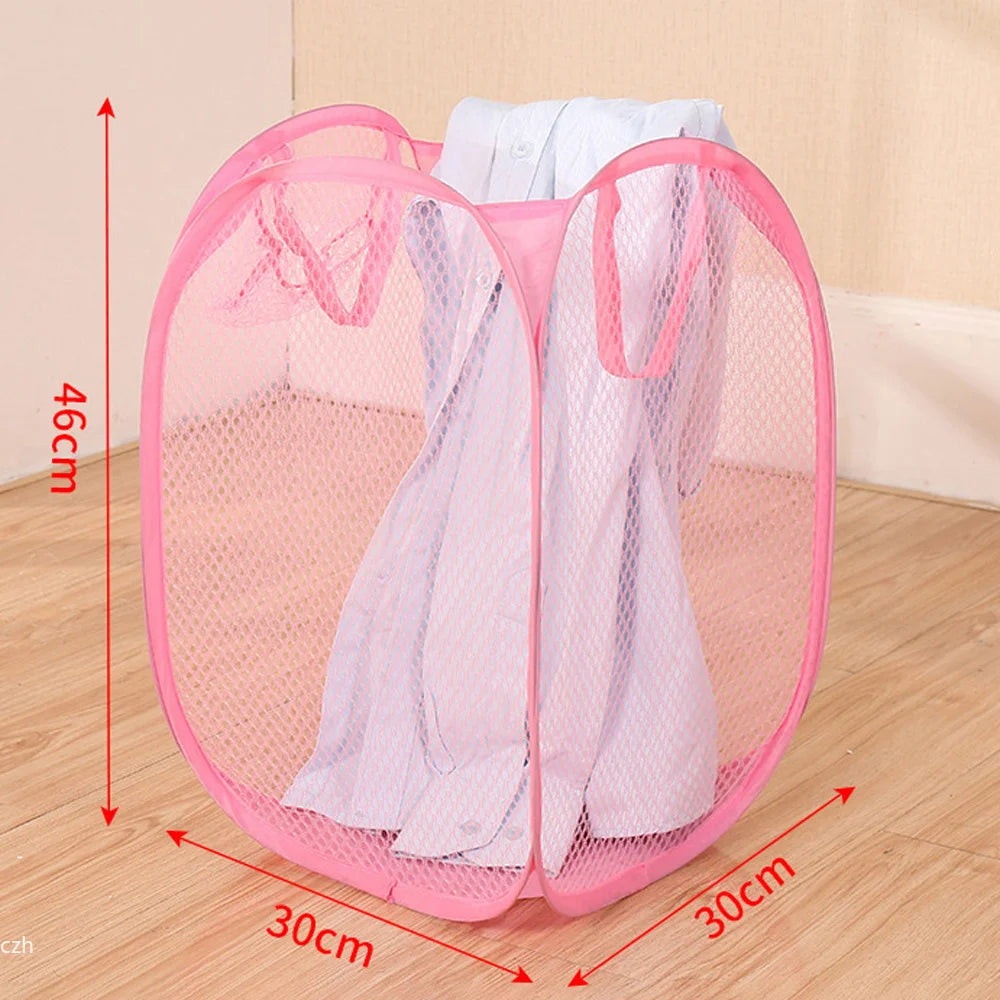 Canasto Plegable para Ropa Sucia con Funda de Malla