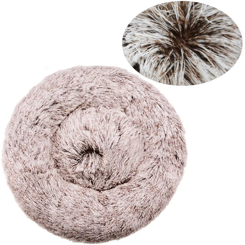 Cama Redonda de Peluche Suave para Perros y Gatos, 6 Tamaños