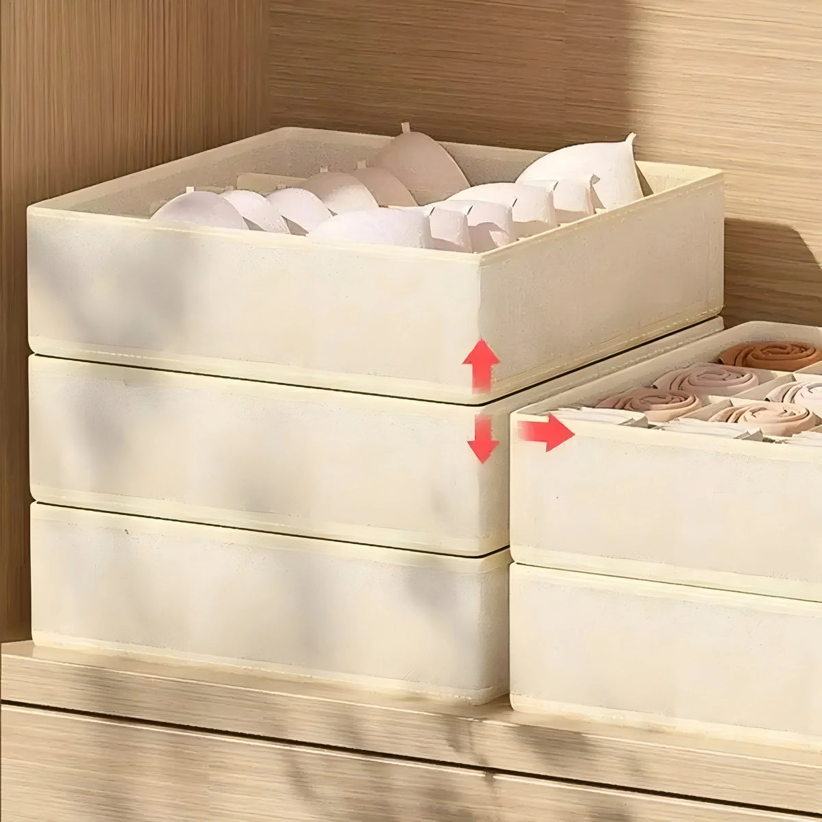 Organizador de Cajones Plegable para Ropa Interior, Corpiños y Medias
