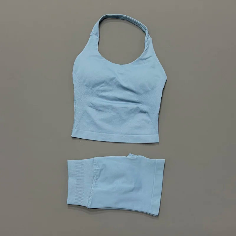 Conjunto Deportivo de 2 Piezas Top Halter y Short Modelador para Mujer
