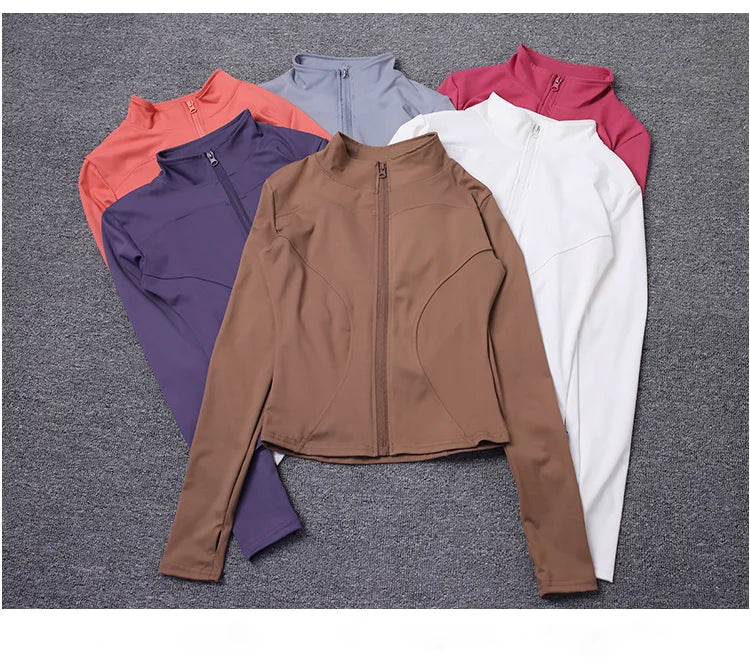 Campera deportiva de mujer para entrenamiento, manga larga con cierre