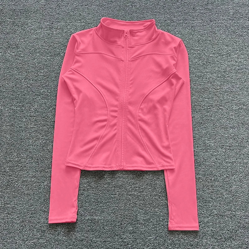 Campera deportiva de mujer para entrenamiento, manga larga con cierre