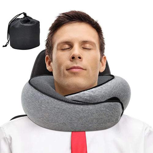 Almohada Cervical de Viaje en U de Espuma Viscoelástica Ajustable