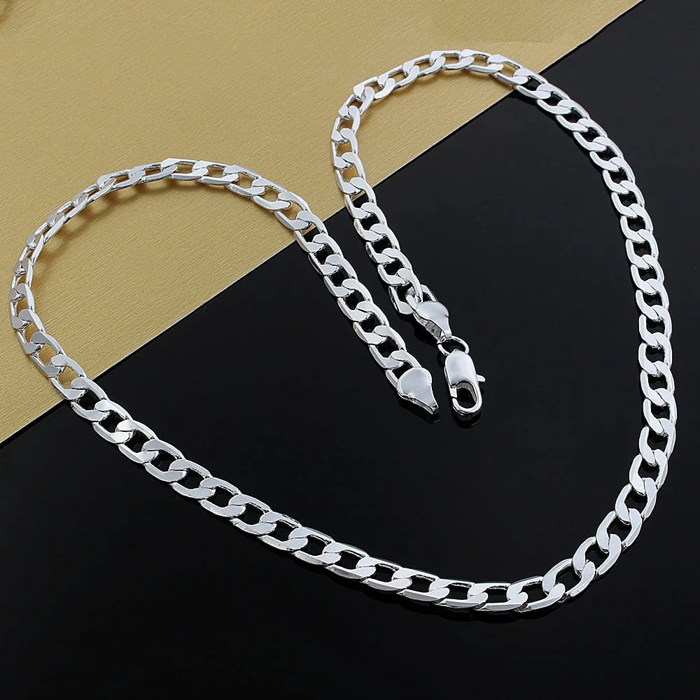 Collar de Cadena Plana 6mm en Plata de Ley 925, Unisex