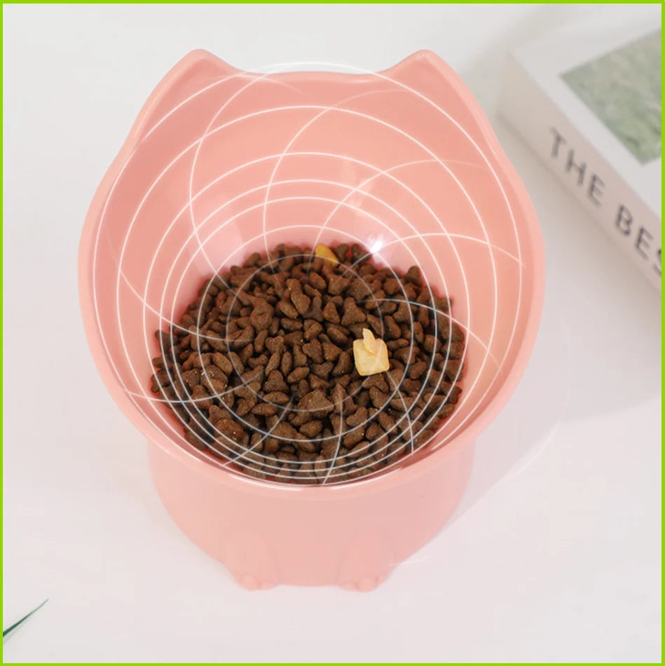 Comedero elevado de plástico con orejas para gatos y perros