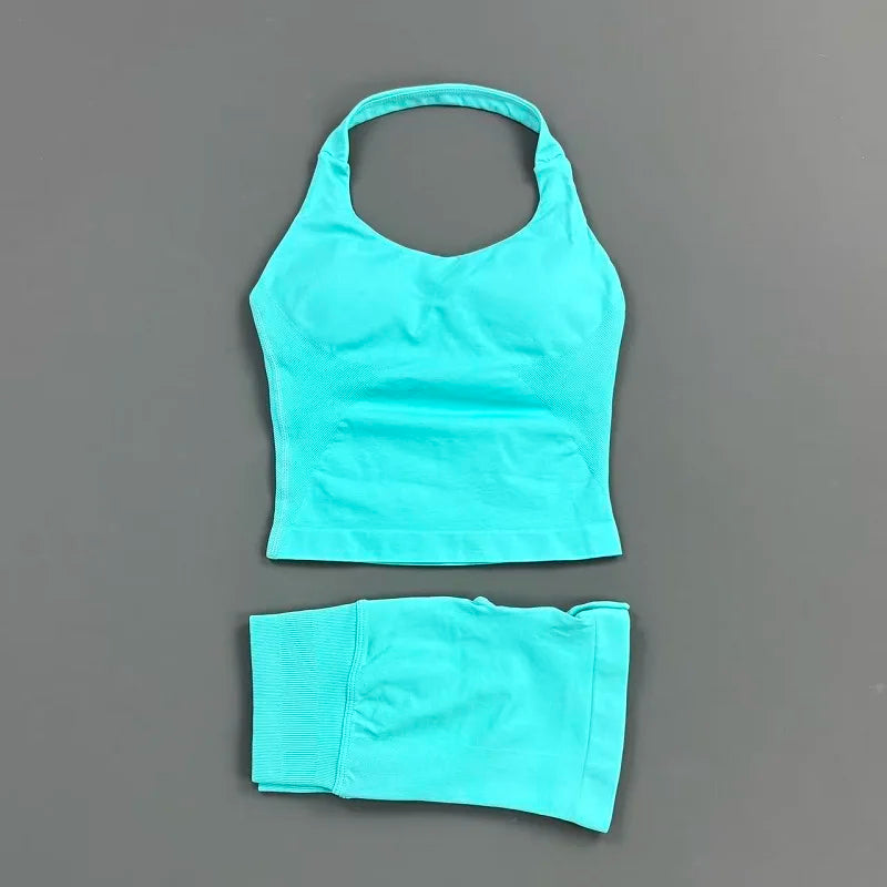 Conjunto Deportivo de 2 Piezas Top Halter y Short Modelador para Mujer