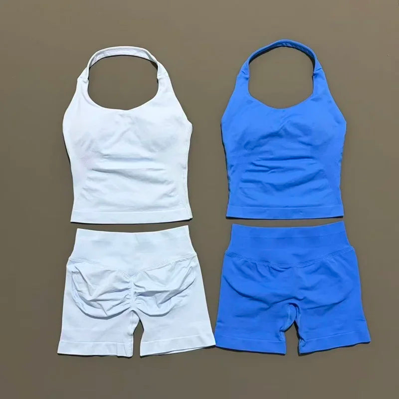 Conjunto Deportivo de 2 Piezas Top Halter y Short Modelador para Mujer