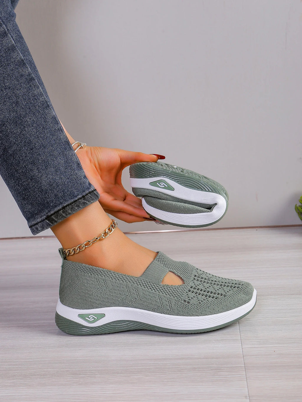 Zapatillas de mujer tejidas, livianas y transpirables