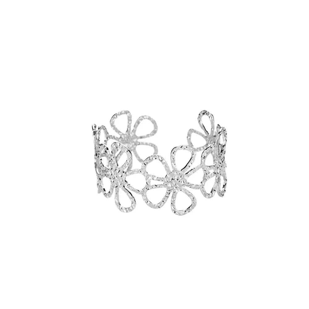 Pulsera Brazalete Abierta de Acero Inoxidable Dorado con Diseño Clásico