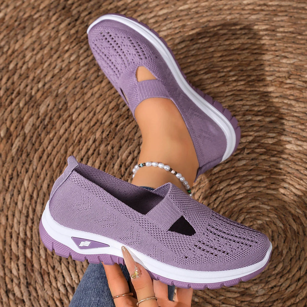 Zapatillas de Mujer Tejidas con Cierre Slip-On y Suela Antideslizante