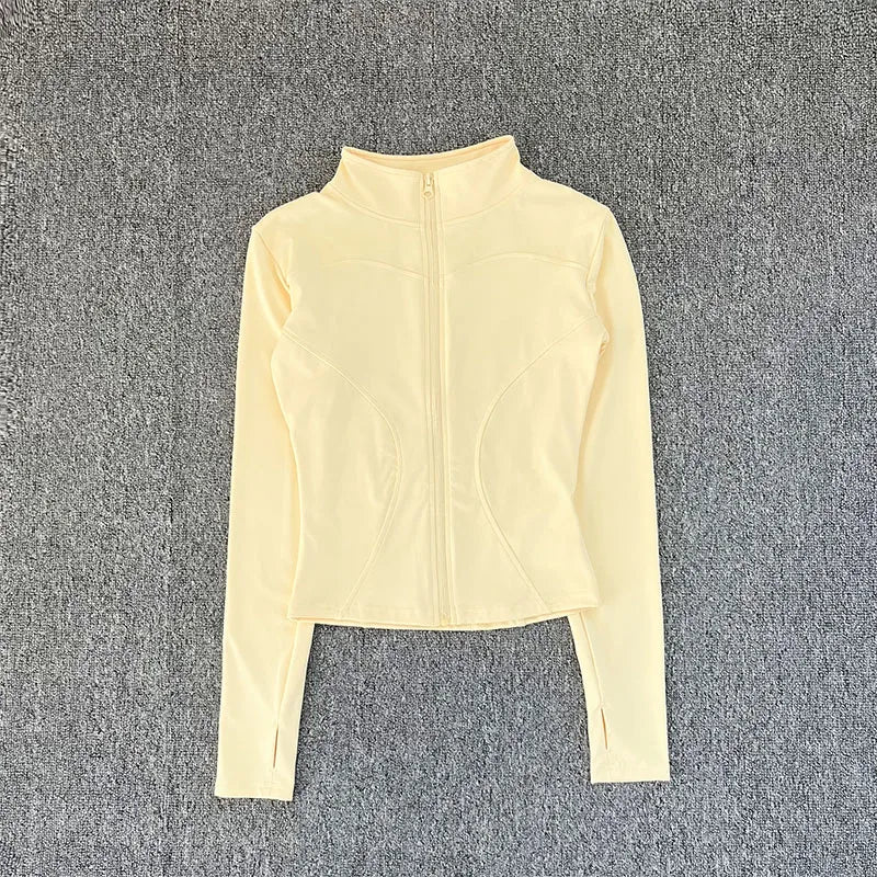 Campera deportiva de mujer para entrenamiento, manga larga con cierre