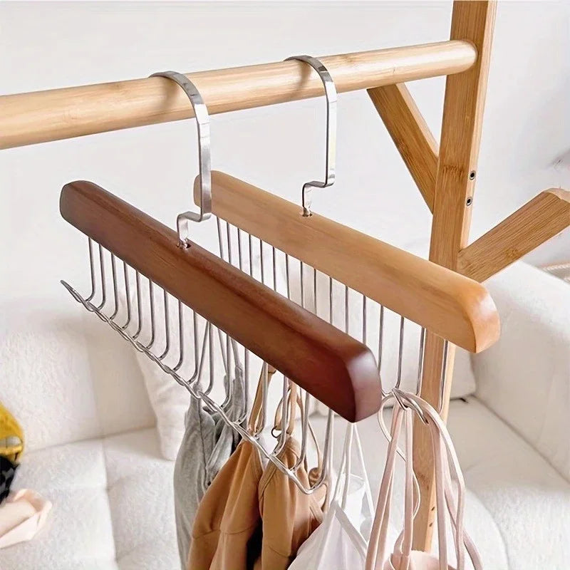 Percha múltiple de madera para lencería y prendas livianas