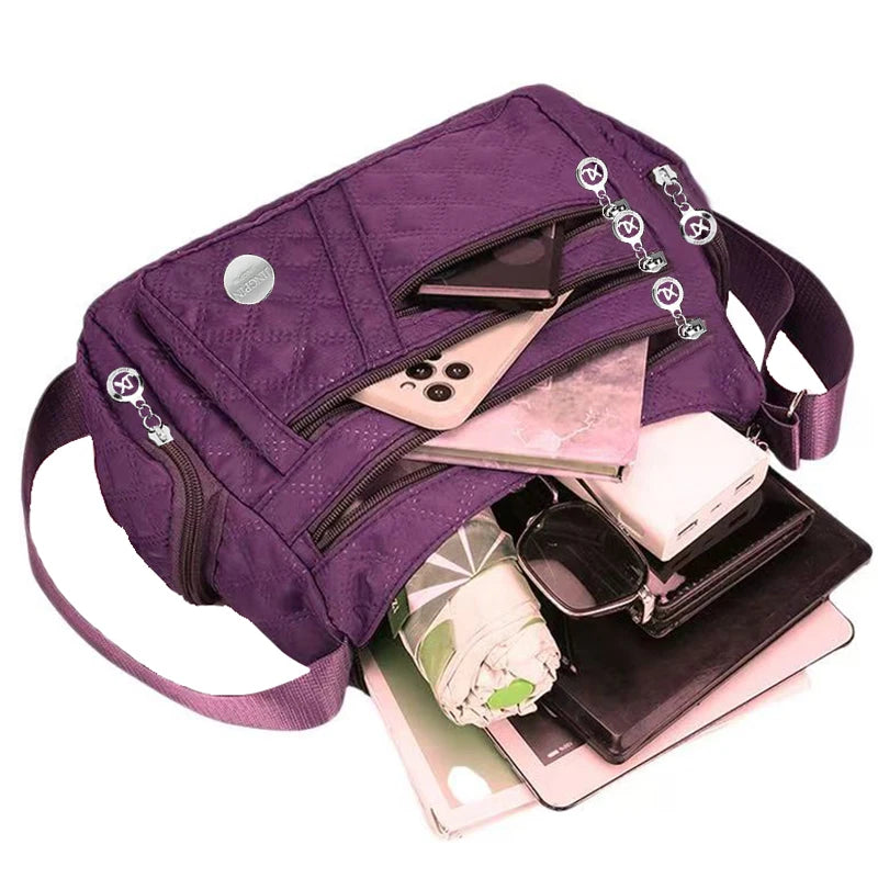 Bandolera de Nylon Multicompartimento con Correa Ajustable