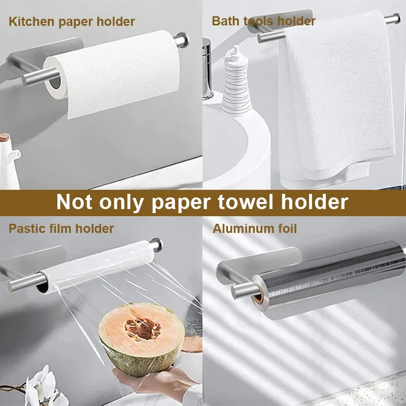 Portarrollos de Pared Autoadhesivo de Acero Inoxidable para Cocina y Baño