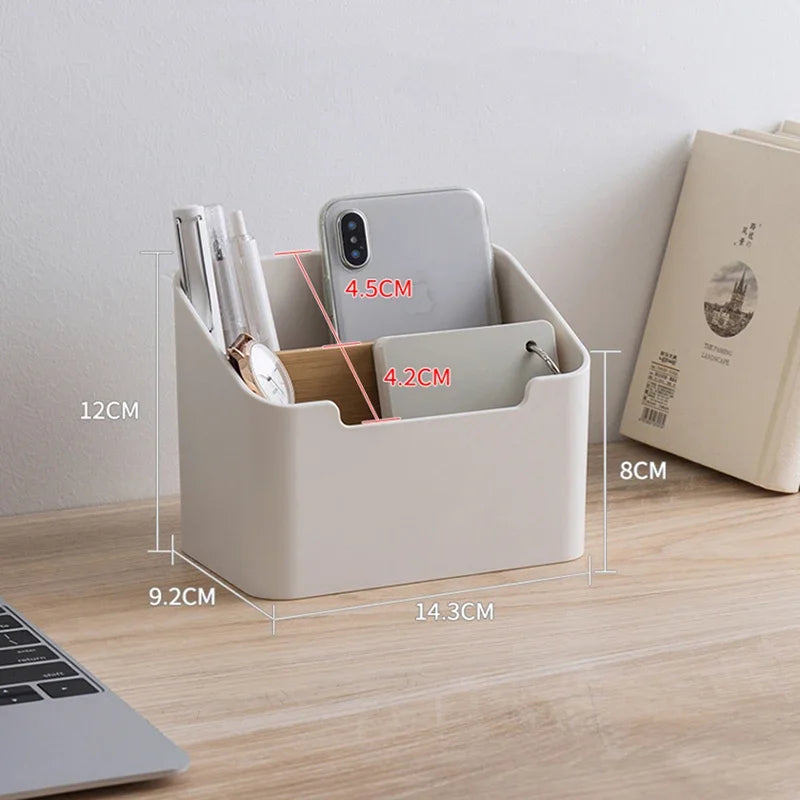Organizador de Escritorio con Compartimentos para Control Remoto y Cosméticos