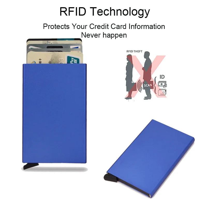 Tarjetero RFID de Metal Ultra Fino con Apertura Pop Up