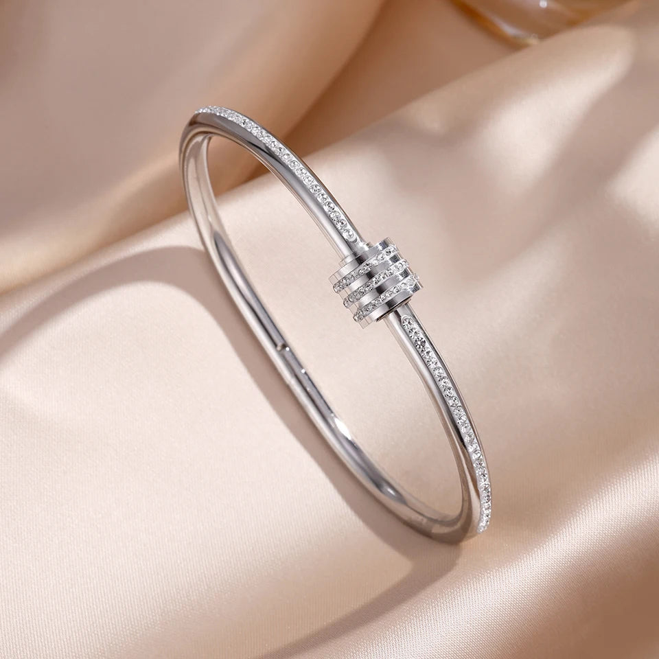 Set de Pulseras de Acero Inoxidable con Circonia para Mujer