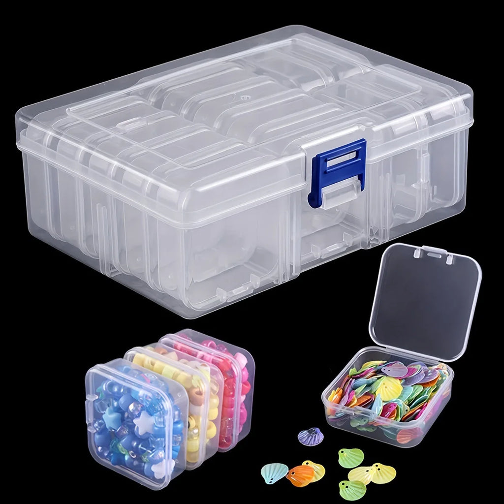 Caja Organizadora Transparente con Compartimentos para Bijouterie y Objetos Pequeños