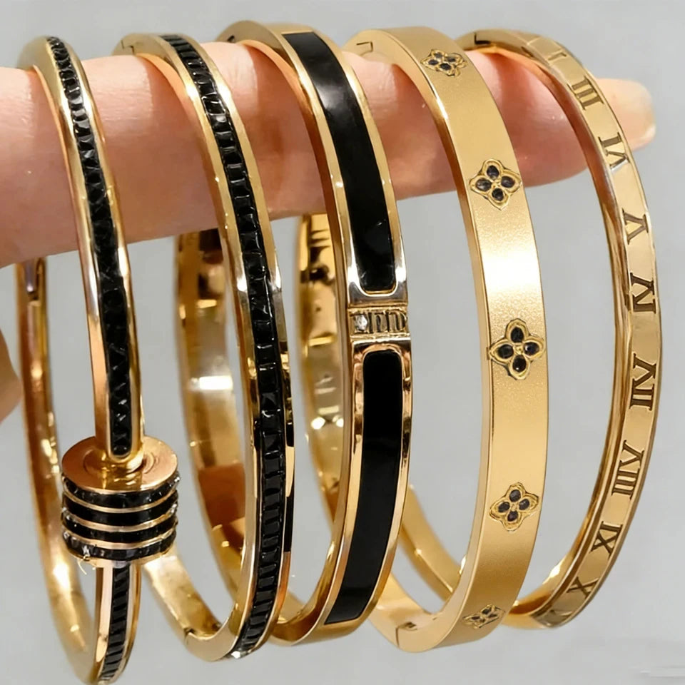 Set de Pulseras de Acero Inoxidable con Circonia para Mujer