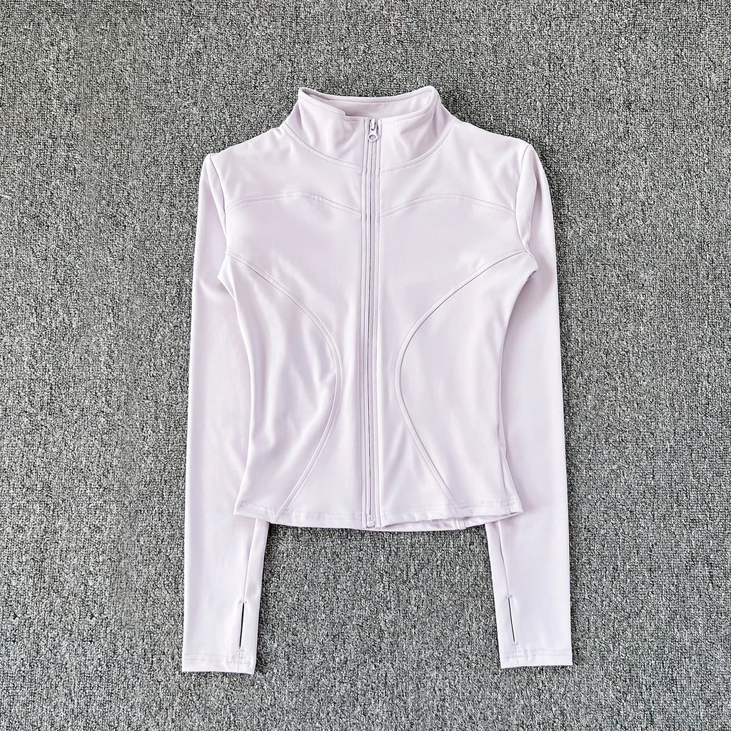Campera deportiva de mujer para entrenamiento, manga larga con cierre