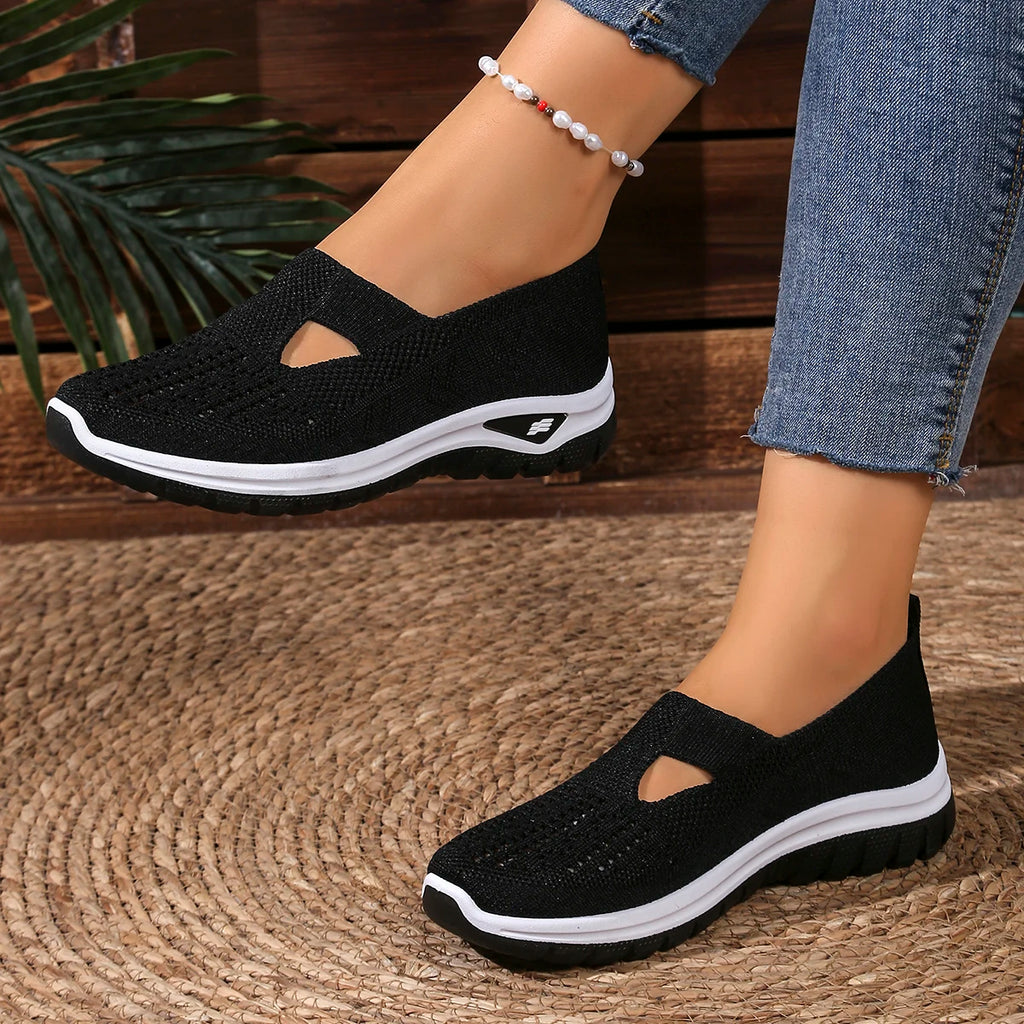 Zapatillas de Mujer Tejidas con Cierre Slip-On y Suela Antideslizante