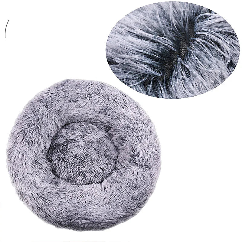 Cama Redonda de Peluche Suave para Perros y Gatos, 6 Tamaños