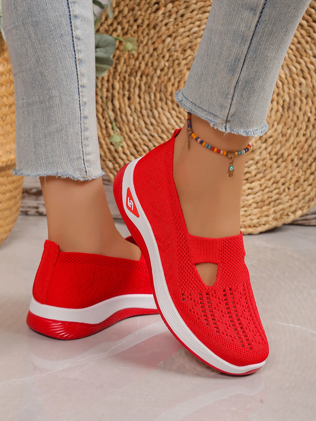 Zapatillas de mujer tejidas, livianas y transpirables