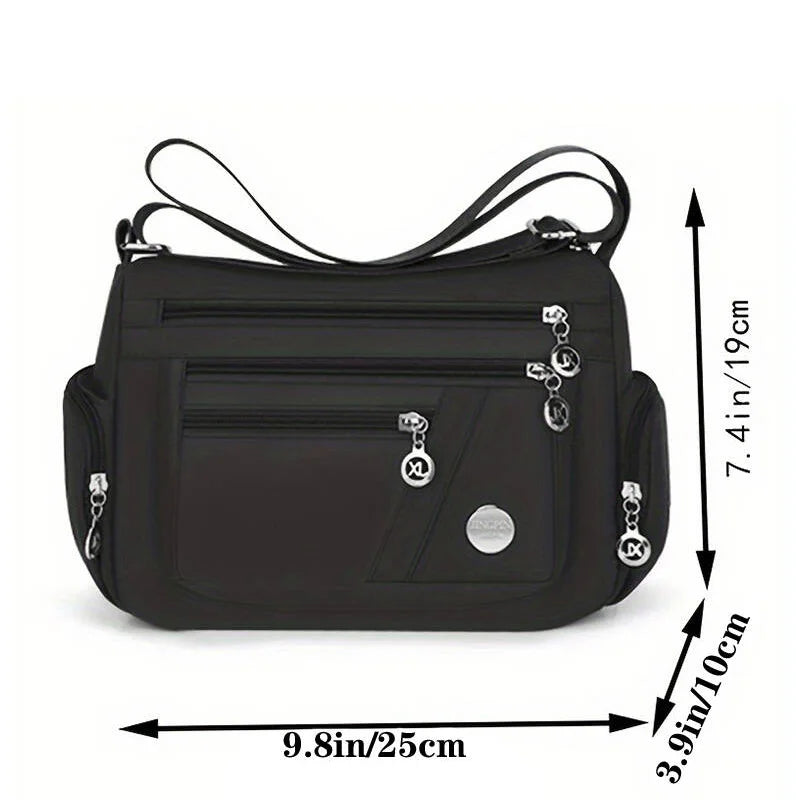 Bandolera de Nylon Multicompartimento con Correa Ajustable