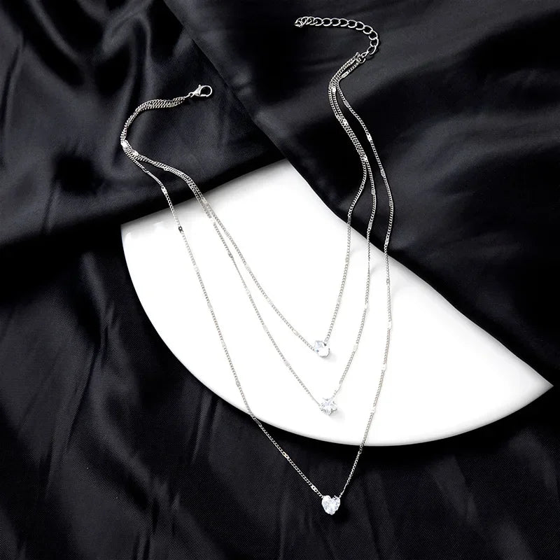 Collar Choker Multicapa con Dije de Circonia para Mujer