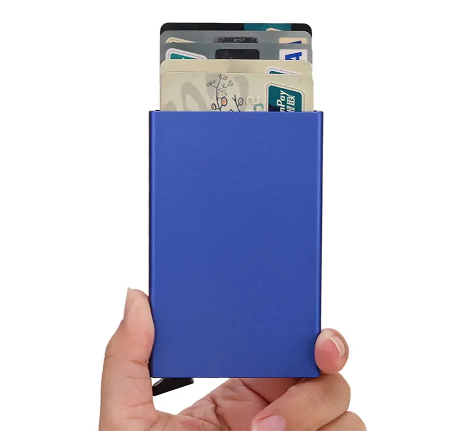 Tarjetero RFID de Metal Ultra Fino con Apertura Pop Up
