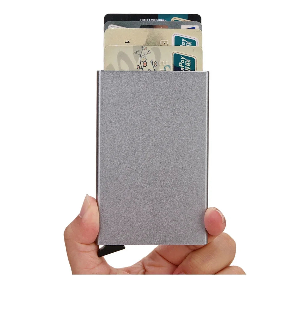 Tarjetero RFID de Metal Ultra Fino con Apertura Pop Up