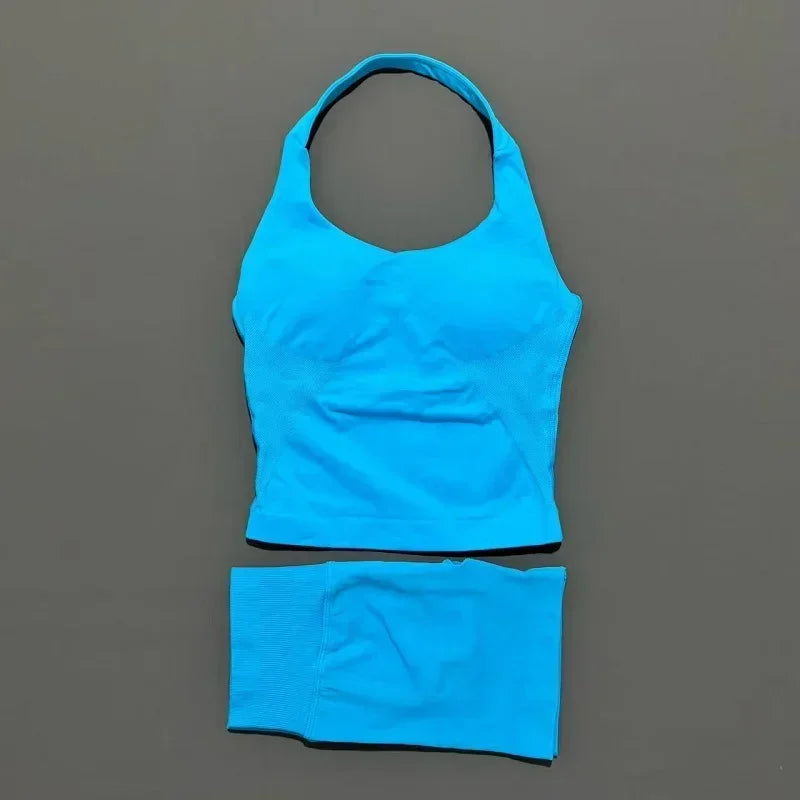Conjunto Deportivo de 2 Piezas Top Halter y Short Modelador para Mujer
