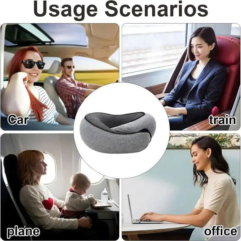 Almohada Cervical de Viaje en U de Espuma Viscoelástica Ajustable