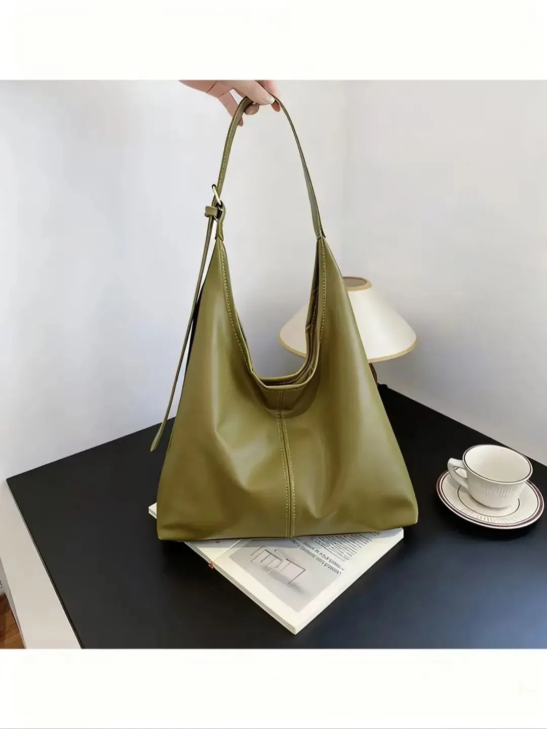 Cartera Tote Grande Estilo Retro con Bolsillo Interior